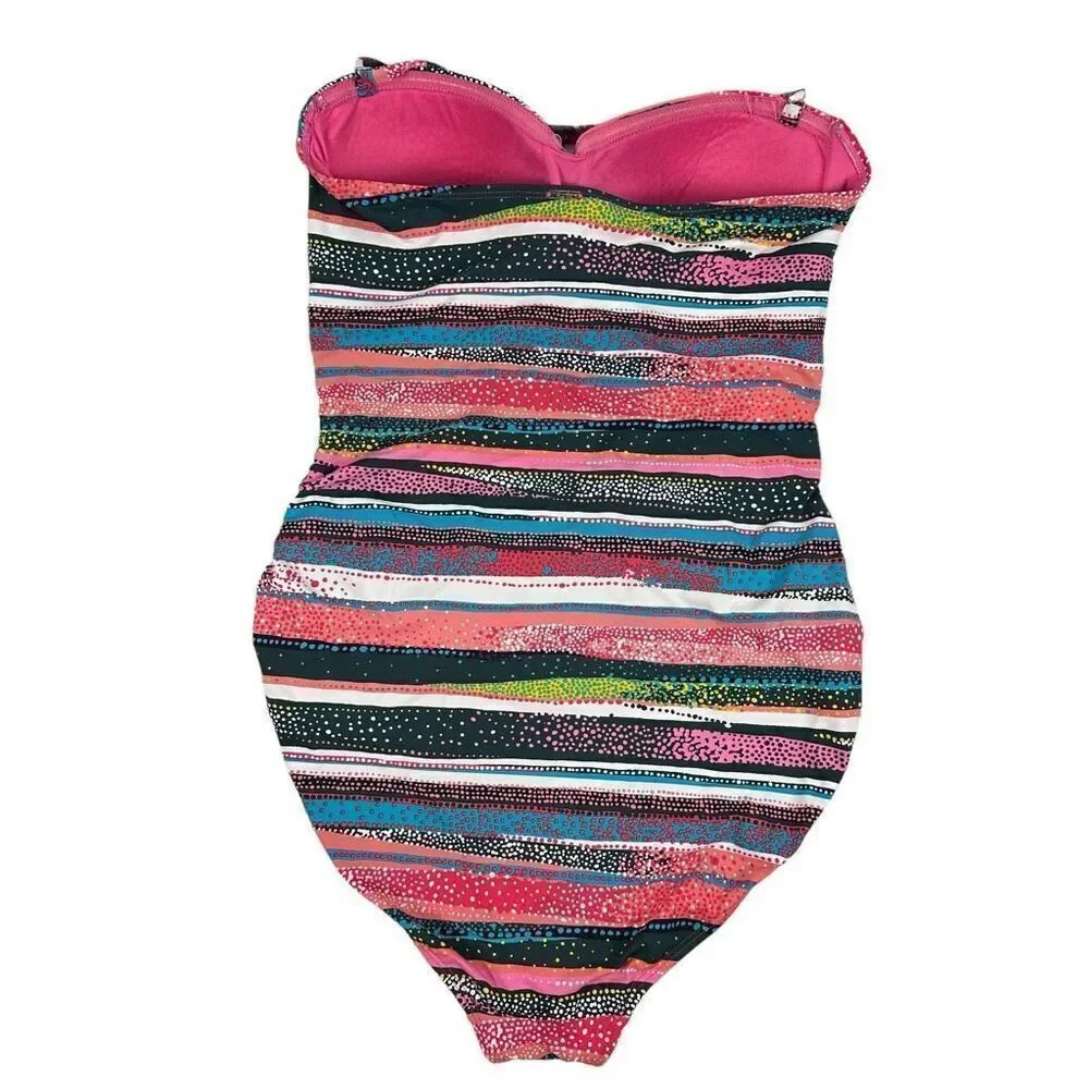 Anne Cole Signature Sand Stripe size 12 Bandeau One-Piece